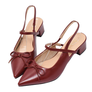 Ann'S Women Red Pointed Toe Slingback Pumps Bow Detail Mid Heel Dress <b>Shoes</b> Comfortable Office <b>Shoes</b> - Product Image 1