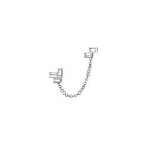 Boucles d'oreilles chaîne personnalisées en diamant de laboratoire, double piercing, connecteur clou 4 cm, unité unique, clous minimalistes, or 14K 18K, vente en gros - Product Image 4