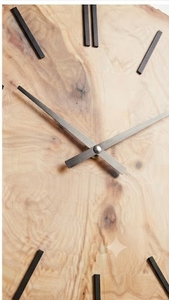 Rustic Mango Wood Wall <b>Clock</b> Round Analog Quartz <b>Battery</b> Operated Natural Wood Design - Product Image 6