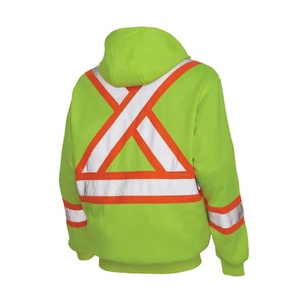 Chaqueta de seguridad reflectante de alta visibilidad con capucha y cremallera, ropa de trabajo de poliéster, parka para conos de tráfico, logotipo personalizado - Product Image 2