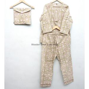 Women 2-Piece Lounge Set Printed Floral Pattern Full Sleeve O-Neck Soft Woven Summer 100% Cotton <b>Pajama</b> Sets Night Wear Gift - Product Image 3