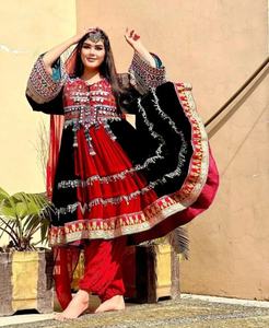 2020 Venta caliente vestido de fiesta Kuchi tradicional Vintage seda étnica Salwar Kameez inspirado cultura afgana/paquistaní multicolor - Product Image 2