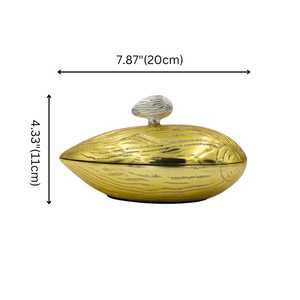 Boîte à bijoux Golden Heritage en coquillage avec bouton en perle, en métal poli, faite à la main, écologique, durable, design glamour pour cadeaux de mariage - Product Image 4