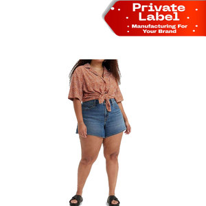 Shorts de Mezclilla Bermuda para Mujer, Corte Recto y Pierna Ancha, Directo de Fábrica, Shorts de Verano, Logotipo Personalizado, Shorts de Mezclilla Bermuda para Mujer - Product Image 1