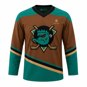 Camiseta de Hockey sobre Hielo Sublimada Personalizada al por Mayor, Uniforme de Equipo Transpirable, Ropa de Entrenamiento Extra Grande Personalizada, Camiseta de Diseño Retro - Product Image 1