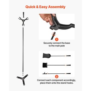 Juego de 4 herramientas de hierro forjado para chimenea: Soporte de tres puntas, pala para cenizas, cepillo y pica para leña. Accesorio destacado para su chimenea. - Product Image 6