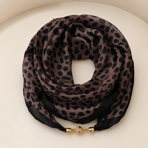 63x63cm Leopard Print Silk Square <b>Scarf</b> for Women with Magnetic Clasp Lightweight Chiffon Fashion Accessory - Product Image 4