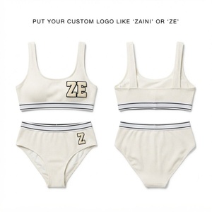 Conjunto de Bikini Premium de 240 g/m² con Cuello Pronunciado y Cintura Alta, Tejido Elástico, Logotipo Personalizado Bordado/Aplicado, Removible - Product Image 1
