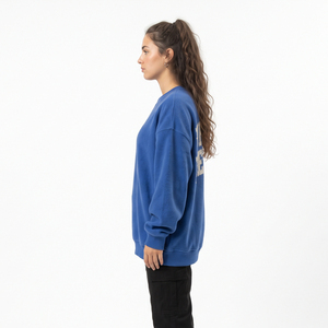 <b>Women</b> <b>Baggy</b> Distress Embroidery Sweat <b>Shirt</b> Casual 100% Polyester Fleece Oversize Drop Shoulder Winter Street Wear Sweat <b>Shirts</b> - Product Image 3