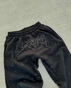 Custom Black Embroidered Streetwear Sweatpants Men Elastic Waist Oversized Joggers Autumn Fashion OEM Midweight Polyester <b>Pants</b> - Product Image 4