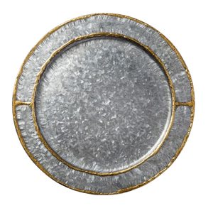 Assiettes de présentation dorées antique avec bordure florale en relief pour banquets de mariage, vente en gros, décor de table ronde vintage en plastique - Product Image 6
