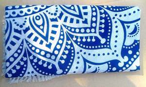 Mantel Redondo Hecho a Mano en India con Diseño de Mandala, Mantel Bohemio, Hermoso Mantel con Diseño Rangoli Azul - Product Image 4