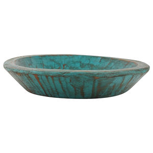 Gran oferta de cuencos grandes de madera para masa para velas y decoración del hogar, cuenco decorativo de madera de Mango para masa, cuenco turquesa de forma redonda - Product Image 3