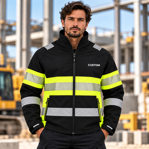 High Visibility Safety Jacket Waterproof Reflective Work Wear <b>Winter</b> Warm Hi Vis Coat with Detachable - Product Image 2