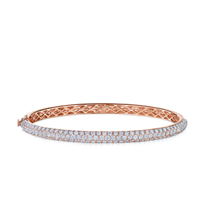 Bracelet tennis en moissanite plaqué or rose, taille brillant rond, sertissage en canal, motif géométrique, bijoux de luxe pour femme - Product Image 1
