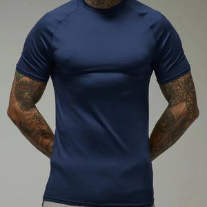 <b>Men</b> Shirt Short Sleeve Gym Fitness Athletic Wear Regular Fit Breathable Quick Dry <b>Stretch</b> Training 100% polyester Blank - Product Image 1