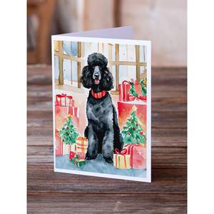 Whimsical A7 Size 5x7 Blank Note <b>Cards</b> Pack of 8 Christmas <b>Greeting</b> <b>Cards</b> with Envelopes Featuring Poodle Design - Product Image 2