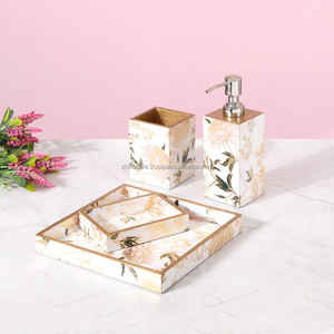 ชุดห้องน้ำทำมือสุดพิเศษพร้อมเครื่องจ่ายสบู่หรูหราพิมพ์ลายโมเสกเคลือบถาดโต๊ะเครื่องแป้งทัมเบลอร์และที่วาง - Product Image 6