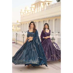 Ropa de fiesta Trabajo bordado e hilo Trabajo bordado Lehenga Choli con Dupatta. KA-5031- - Product Image 1