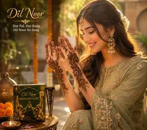 DIL NOOR HENNA MEHANDI CONE BODY ART COULEUR FONCÉE RÉSULTATS LONGUE DURÉE CAPACITÉ DE LA BOÎTE DE 12 PIÈCES 25 GRAMMES RAJASTHAN - Product Image 6