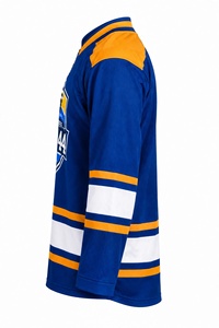Maillot de hockey sur glace personnalisé imprimé par sublimation, bleu royal, uniforme d'entraînement d'équipe, maille respirante, col en V, séchage rapide, extérieur, unisexe - Product Image 5
