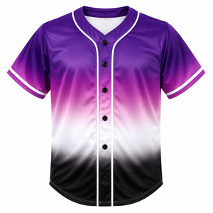เสื้อเบสบอลแบบยูนิเซ็กซ์สั่งทำพิเศษ พิมพ์ลายไล่เฉดสีแบบซับลิเมชั่น โพลีเอสเตอร์ 100% แขนสั้น ติดกระดุมด้านหน้า แห้งเร็ว ทรงปกติสำหรับผู้ใหญ่ - Product Image 1