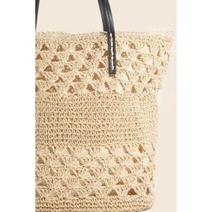 Bolso Tote Tejido Fame con Asa de Cuero Sintético, Bolso de Mano Elegante - Product Image 3