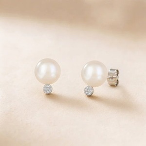 Pendientes de Perlas de Oro Amarillo de 9K con Acento de Diamante Redondo de 1.20CT, Joyería Fina Personalizada al por Mayor - Product Image 4