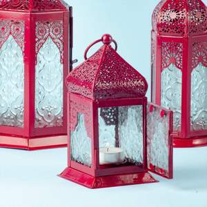 Farolillo de Metal Rojo Real para Decoración del Hogar y Festividades, Farolillo Decorativo de Metal Rojo para Bodas, Festivales y Decoración del Hogar - Product Image 1