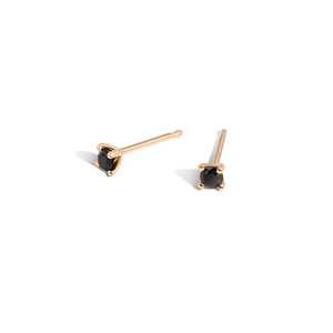<b>Black</b> Moissanite Diamond 4 Prong Set Tiny Minimalist <b>Stud</b> <b>Earrings</b> Custom Wholesale 14K Solid Gold Round Cut For Unisex Jewelry - Product Image 3