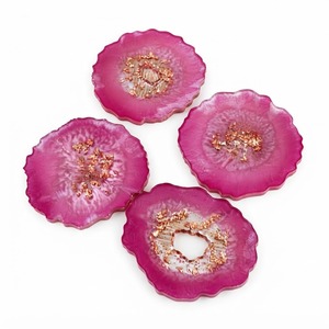Juego de posavasos redondos de resina epoxi transparente de lujo, personalizados al por mayor, con elegante lámina plateada y remolinos blancos, para bebidas, en venta. - Product Image 5
