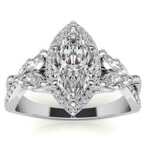 Marquise Cut Moissanite 925 Sterling <b>Silver</b> 14K Gold Plated Luxury <b>Solitaire</b> Engagement <b>Ring</b> Her Bridal Promise Fine Jewelry - Product Image 1