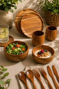 Handcrafted <b>Wooden</b> <b>Salad</b> <b>Servers</b> Set With Spoon Spatula And Turner Eco Friendly Utensils For Kitchen Use <b>Salad</b> <b>Server</b> Set - Product Image 5