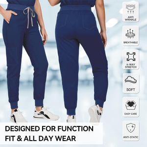 Conjunto de Uniforme Médico Personalizado Unisex, Azul Marino, de Algodón y Poliéster, Pantalones y Blusa de Punto, Ropa de Trabajo para Hospitales, Enfermería - Product Image 3