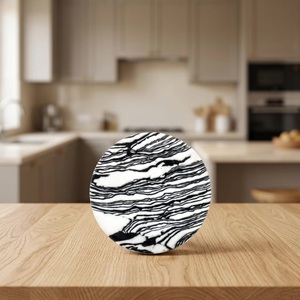 Modern Ceramic Cabinet <b>Knob</b> Round <b>Black</b> White Marble Design for Kitchen Furniture Handle Durable - Product Image 6
