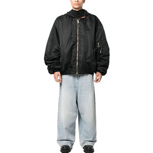 OEM Men's Lightweight Hooded Satin Bomber <b>Jacket</b> Front Zipper Closure Eco-Friendly Streetwear Waterproof Winter Satin <b>Jacket</b> - Product Image 4