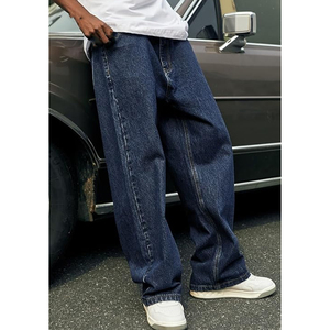 Jeans baggy vintage élégants pour hommes, coupe large, denim, streetwear décontracté, pantalon tendance - Product Image 4