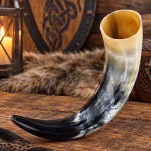 Handcrafted Polished Viking Drinking Horn Shot <b>Glass</b> Set Wooden <b>Holder</b> Natural Ox Horn Medieval Mug Cups Eco Friendly Antique - Product Image 6