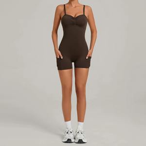 Mono Deportivo de Secado Rápido para Mujer, de Spandex/Nylon, con Hombros Descubiertos, Tirantes Ajustables, Bolsillos Laterales, Corto, para Yoga y Actividades al Aire Libre - Product Image 6