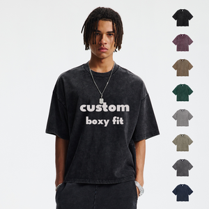 เสื้อยืดทรงบ็อกซี่ คุณภาพสูง ผ้าฝ้าย 100% 275GSM สกรีนโลโก้ได้ตามต้องการ เนื้อผ้าหนา ทรงครอป เสื้อยืดทรงบ็อกซี่แบบสั่งทำสำหรับผู้ชาย - Product Image 3