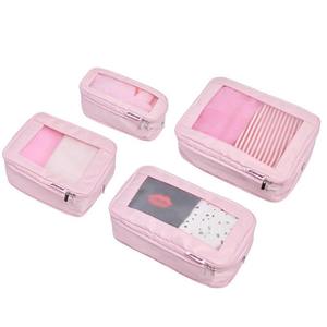 ชุดกระเป๋าจัดระเบียบสำหรับเดินทางแบบกันน้ำ สีชมพู พร้อมซิปแบบขยายได้ - Product Image 3