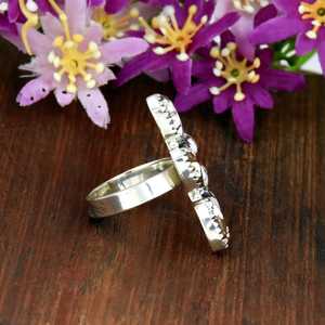 Bague en argent sterling 925 plaqué, ornée de pierres de buffle blanches naturelles, faite à la main, style bohème, bijou tendance pour femme, fournisseur. - Product Image 5