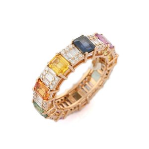 14K Yellow <b>Gold</b> <b>Opal</b> Wedding <b>Ring</b> with Pear Cut Diamond Accents - Product Image 2