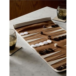 Jeu de backgammon en cuir PU de qualité supérieure, pliable et portable, avec poches zippées, dés et jetons inclus - Product Image 2
