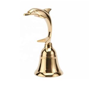 Campana de Mano de Latón con Forma de Delfín, Campana Náutica Pulida, Campana Decorativa - Product Image 1