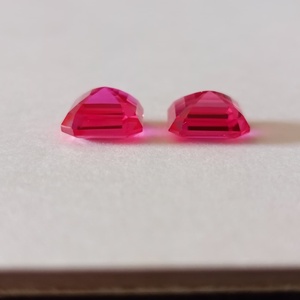 Saphir rose taille carrée, pierre précieuse de laboratoire, pierre lâche pour la création de bijoux personnalisés, pierre de cristal facettée de qualité supérieure - Product Image 2