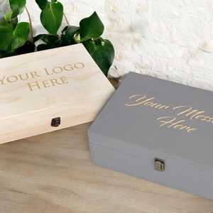 Personalized Wooden Rectangle Memory Box Engraved Keepsake <b>Storage</b> <b>Chest</b> Multifunction Photo Jewelry Letter Organizer Modern - Product Image 2