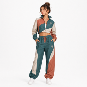Conjunto de Chaqueta Cortavientos con Logotipo Personalizado, Chaqueta con Cierre y Logotipo en el Pecho, Pantalones Anchos, Ropa Deportiva OEM - Product Image 6