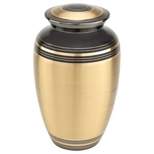 Urnes funéraires pour adultes en laiton de haute qualité avec gravure, finition or et noir, pour cendres humaines. - Product Image 3