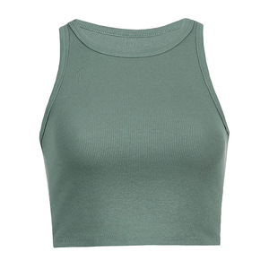 Camiseta interior elástica de cintura alta para mujer, sin mangas, ajustada, top corto personalizable para chica - Product Image 5